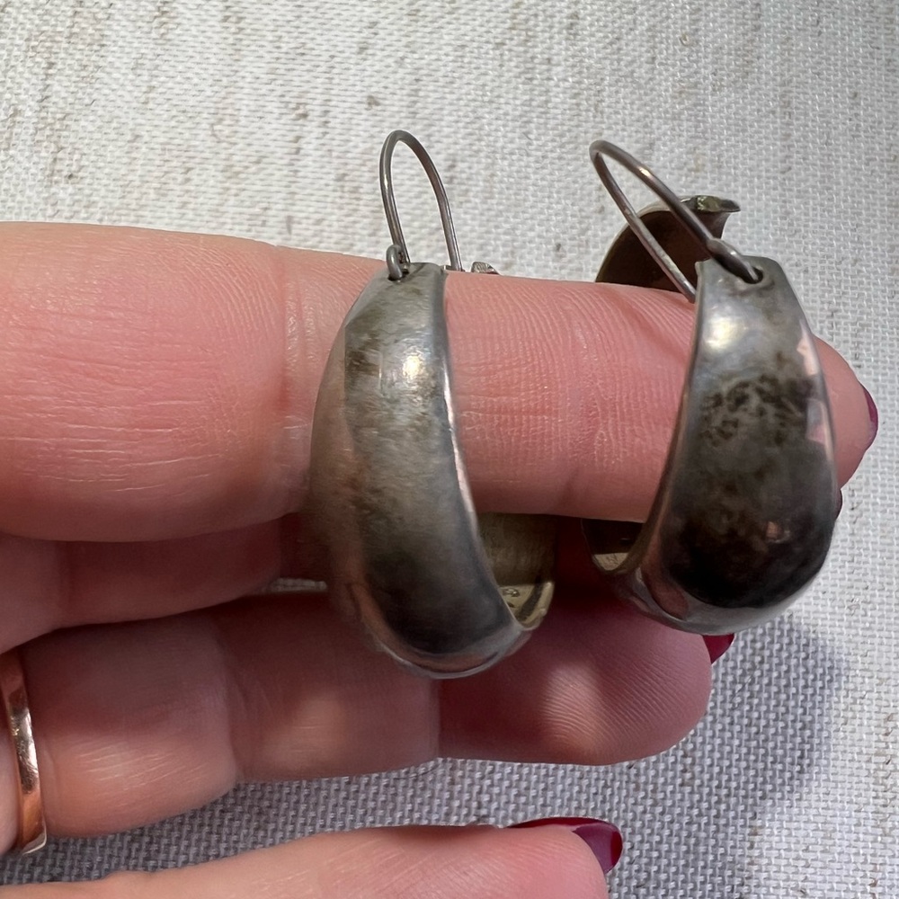 Elegant Sterling Silver Hoop Large Earrings MEXICO